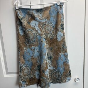Vintage Y2K Old Navy Brown and Blue Paisley Midi Skirt Size 6